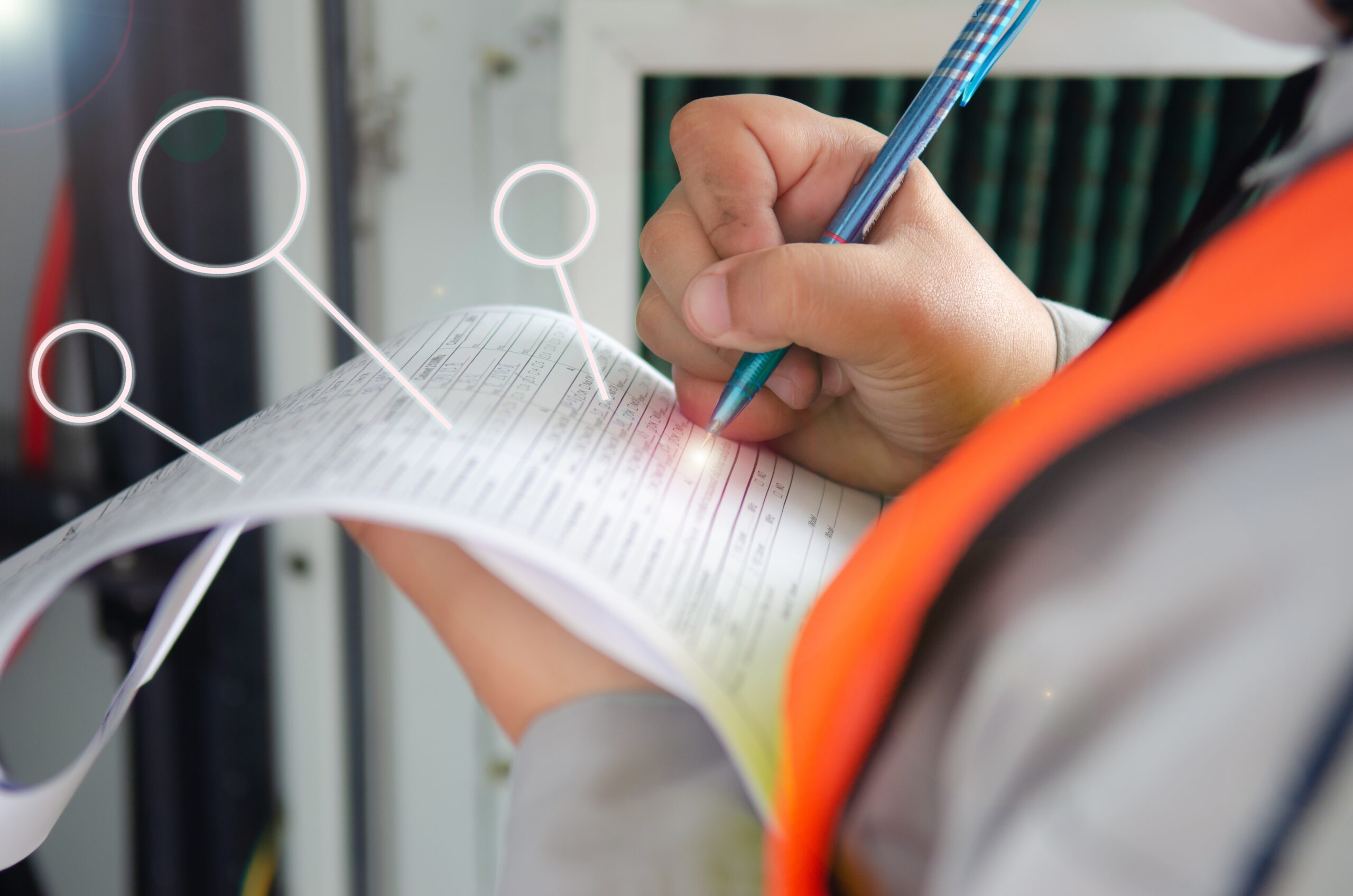 Blank,Icon,Sign,On,Photo,engineer,Write,Information,On,Check,Sheet